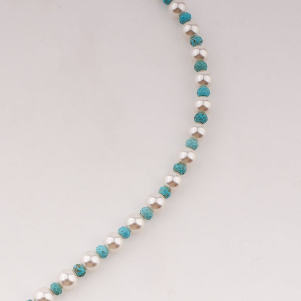 Pearl and turquoise beaded necklace