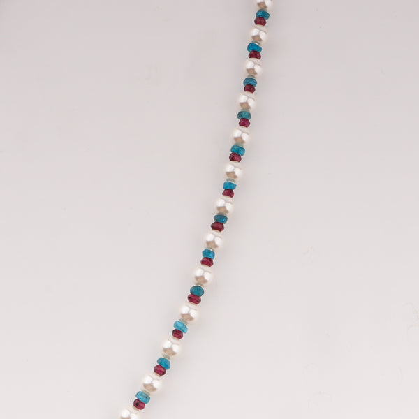 Pearl and semi-precious stone beaded necklace