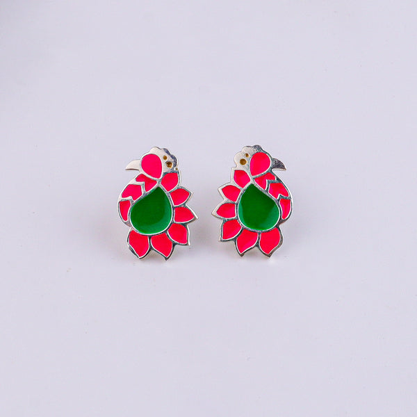 Enamel Peacock Earrings | 92.5 Silver