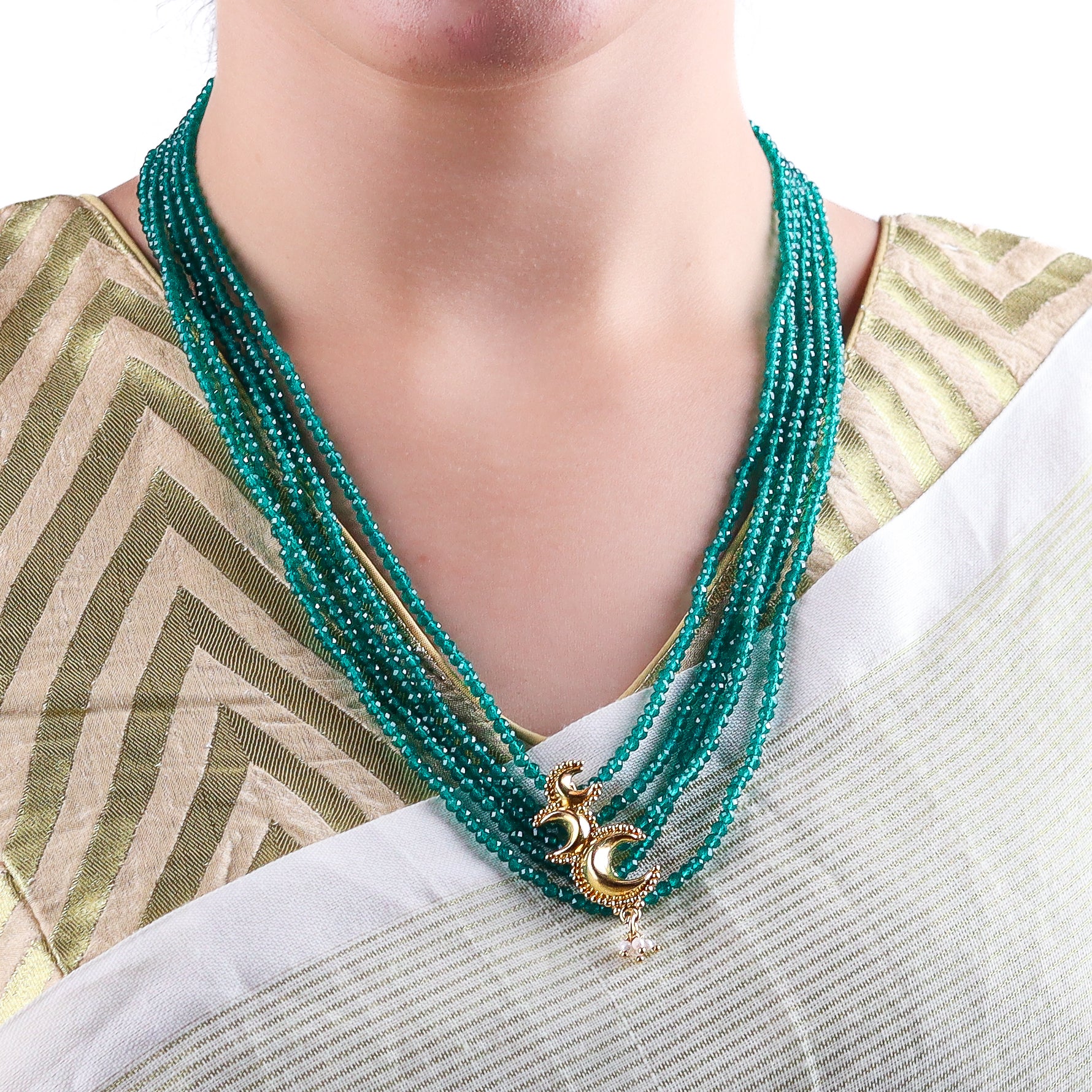 Silver Chandrakor Green Onyx Necklace