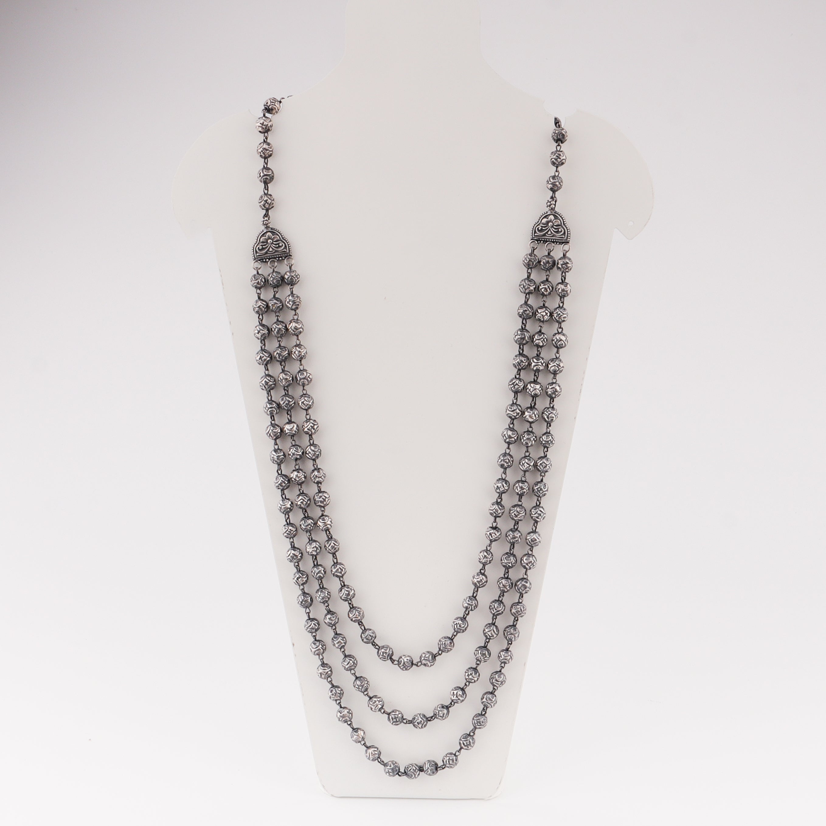 Oxidized 3 layer mohan maal necklace