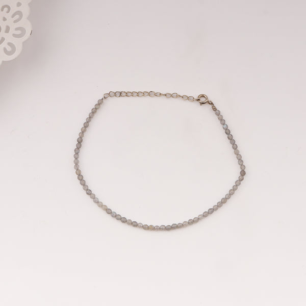 Sterling silver labradorite anklet with adjustable chain