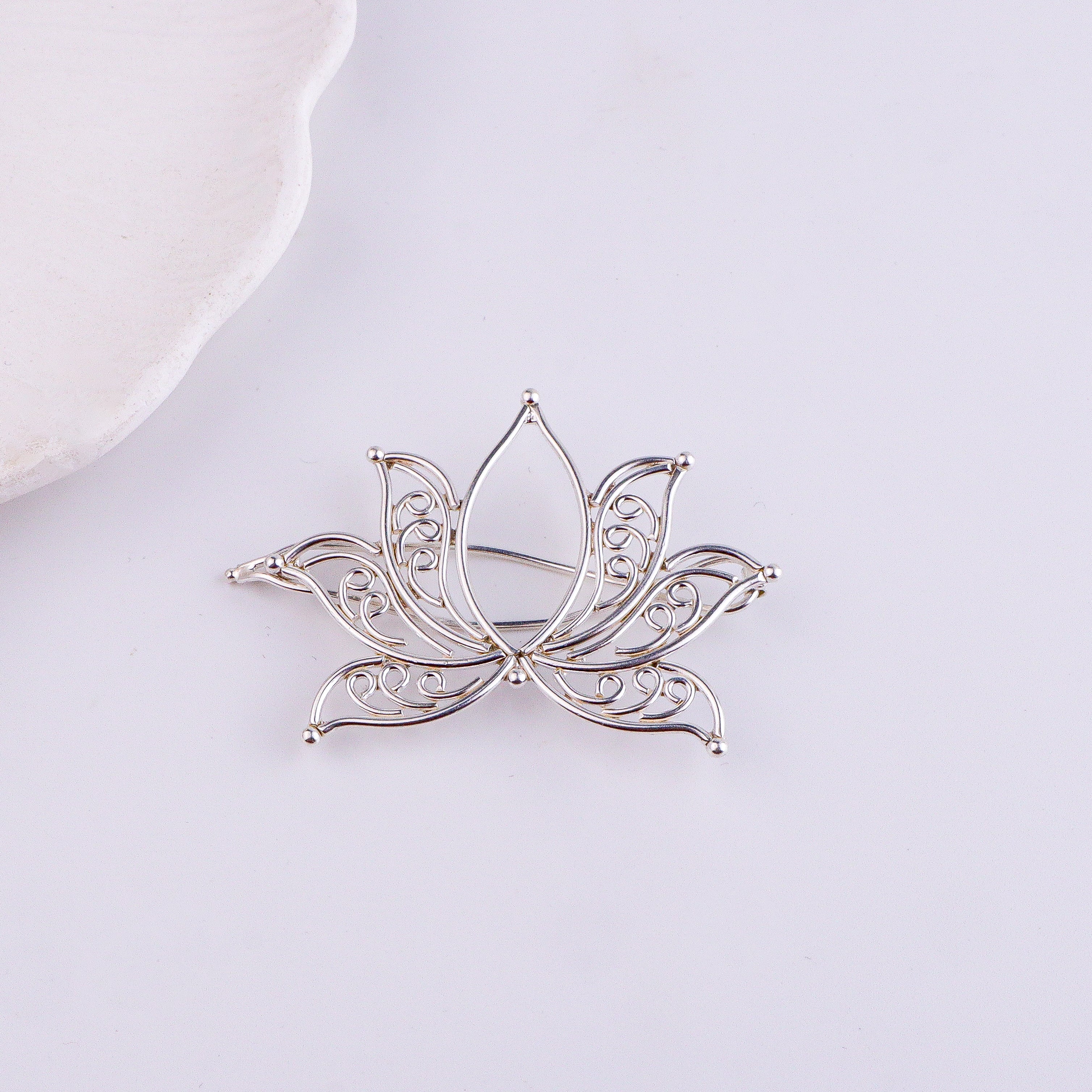 Lotus Flower Hairpin | 92.5 Sterling Silver | Aadyaa