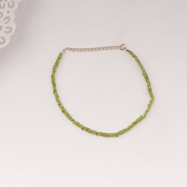 Sterling silver anklet with peridot stones