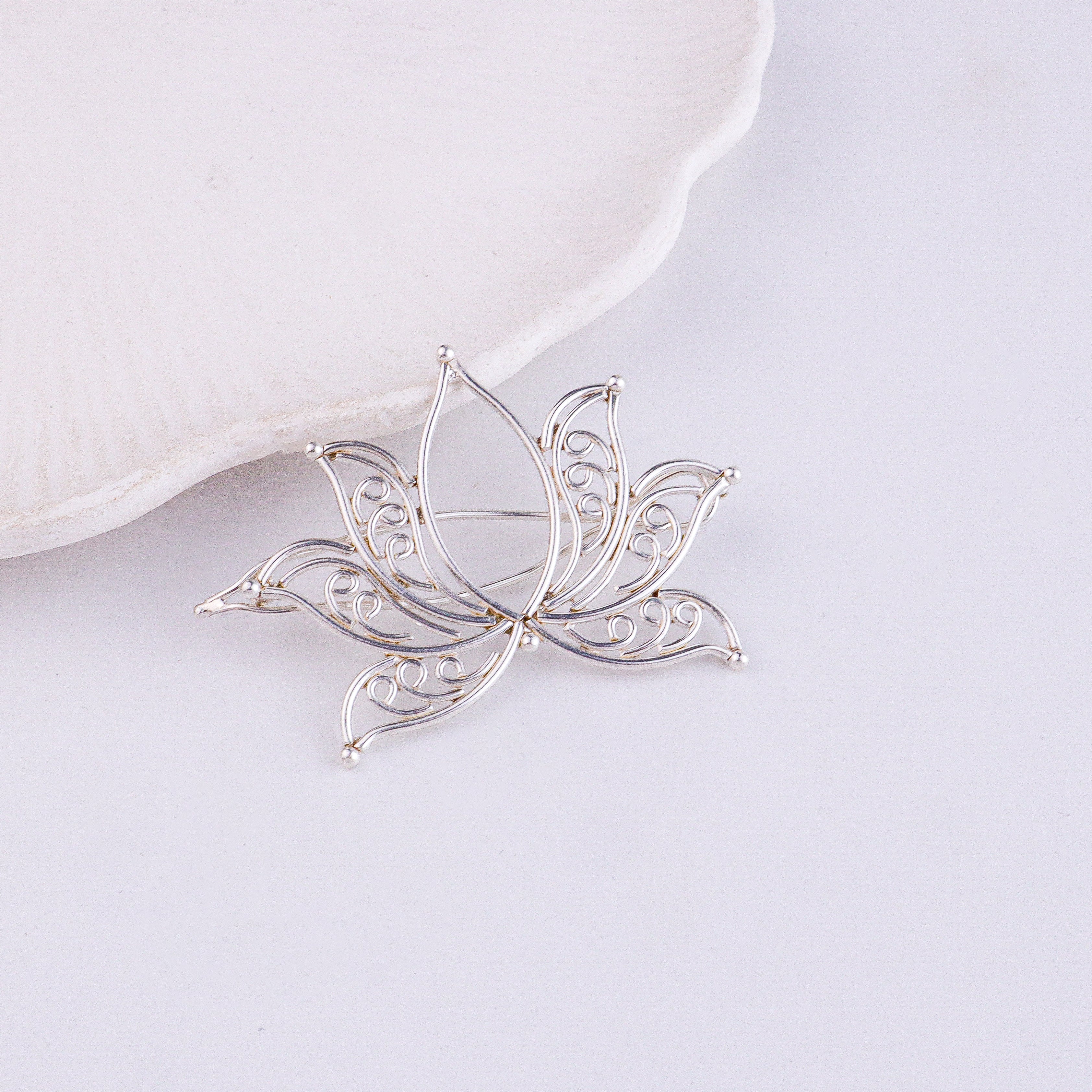 Lotus Flower Hairpin | 92.5 Sterling Silver | Aadyaa