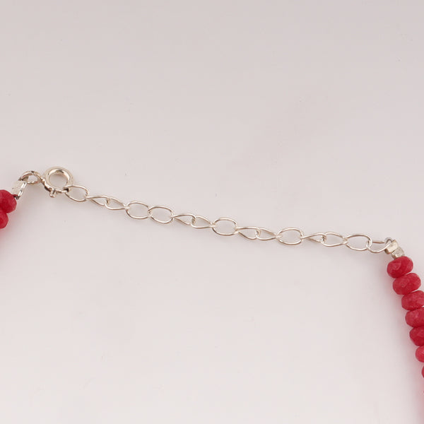 Silver chain with red sapphire beads anklet