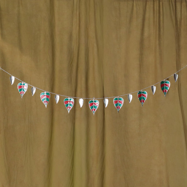 Silver Plated Toran (Red and Green Enamel)