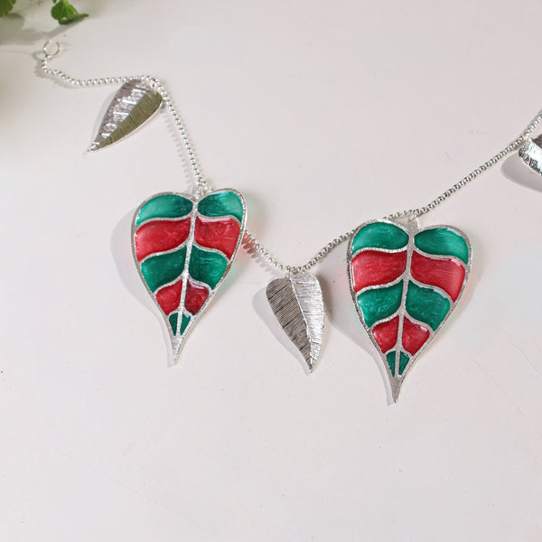 Silver Plated Toran (Red and Green Enamel)