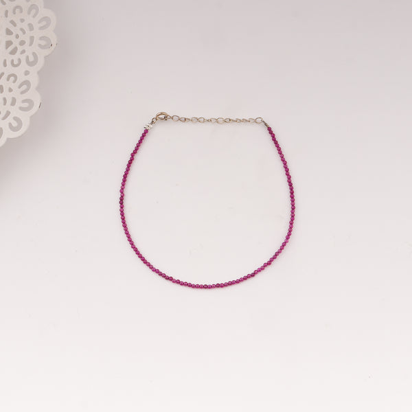Ruby anklet with silver chain