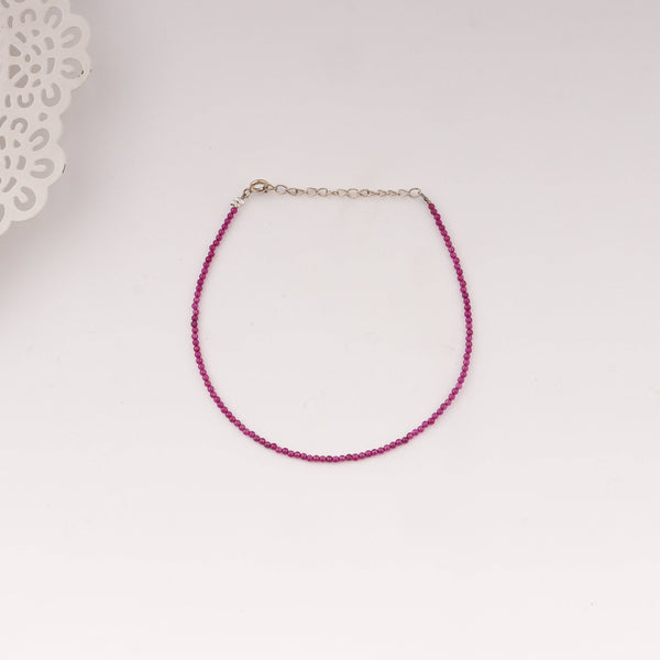 Ruby anklet with silver chain