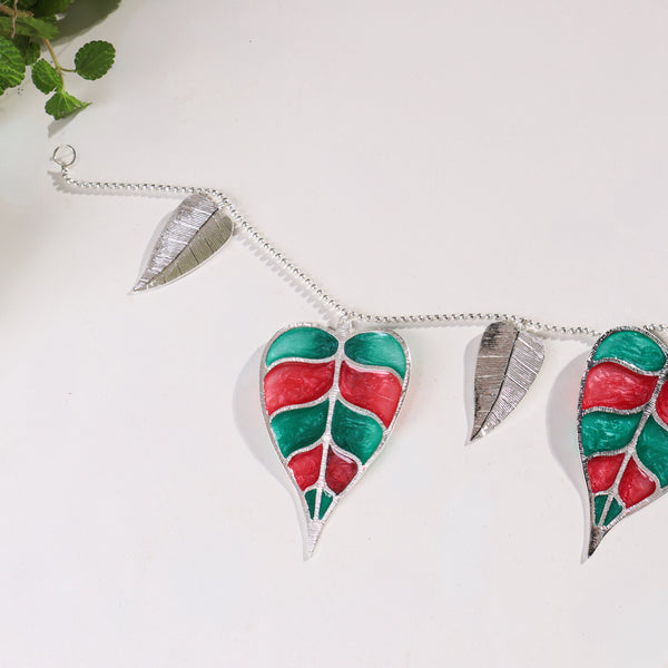 Silver Plated Toran (Red and Green Enamel)