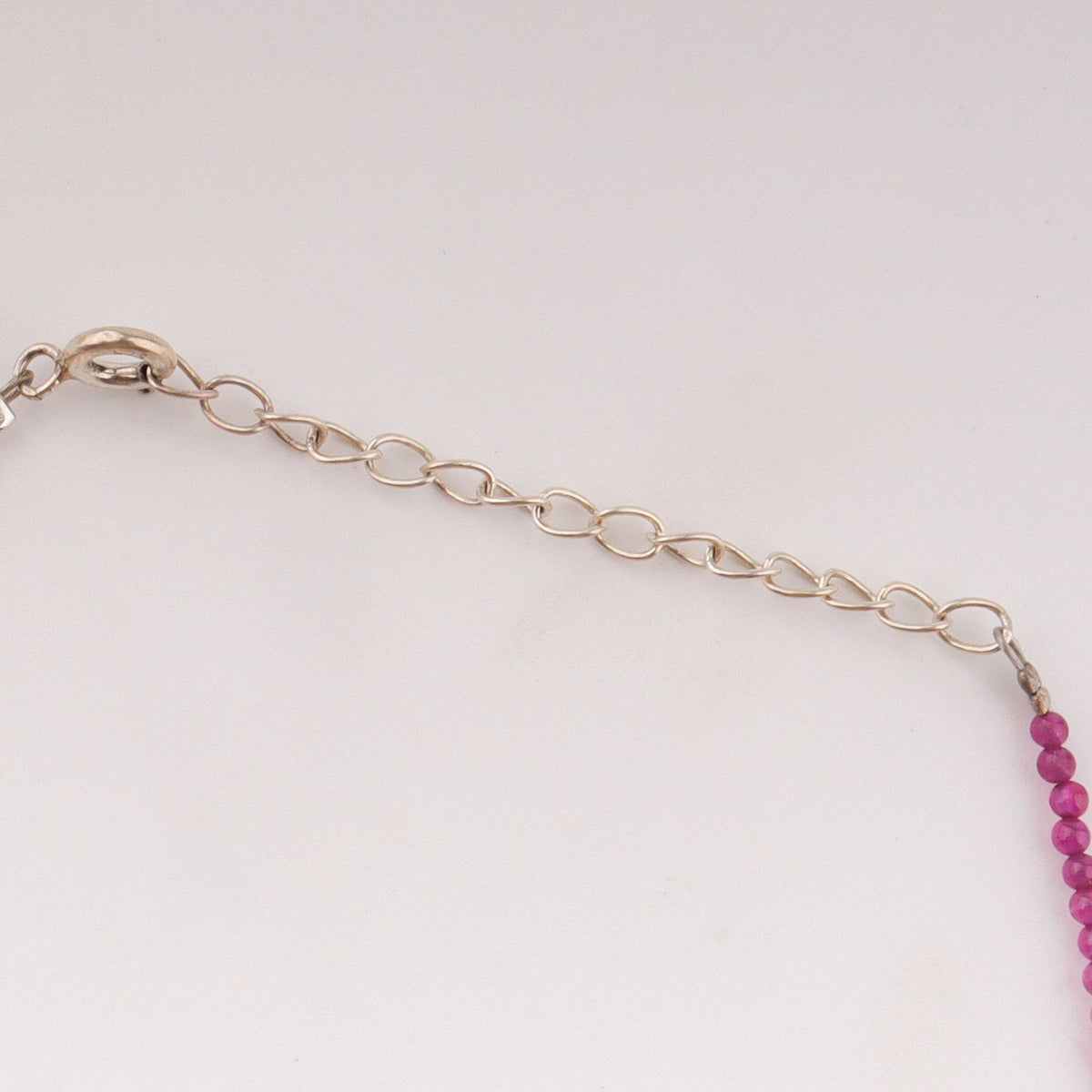 Pink ruby anklet with adjustable silver chain