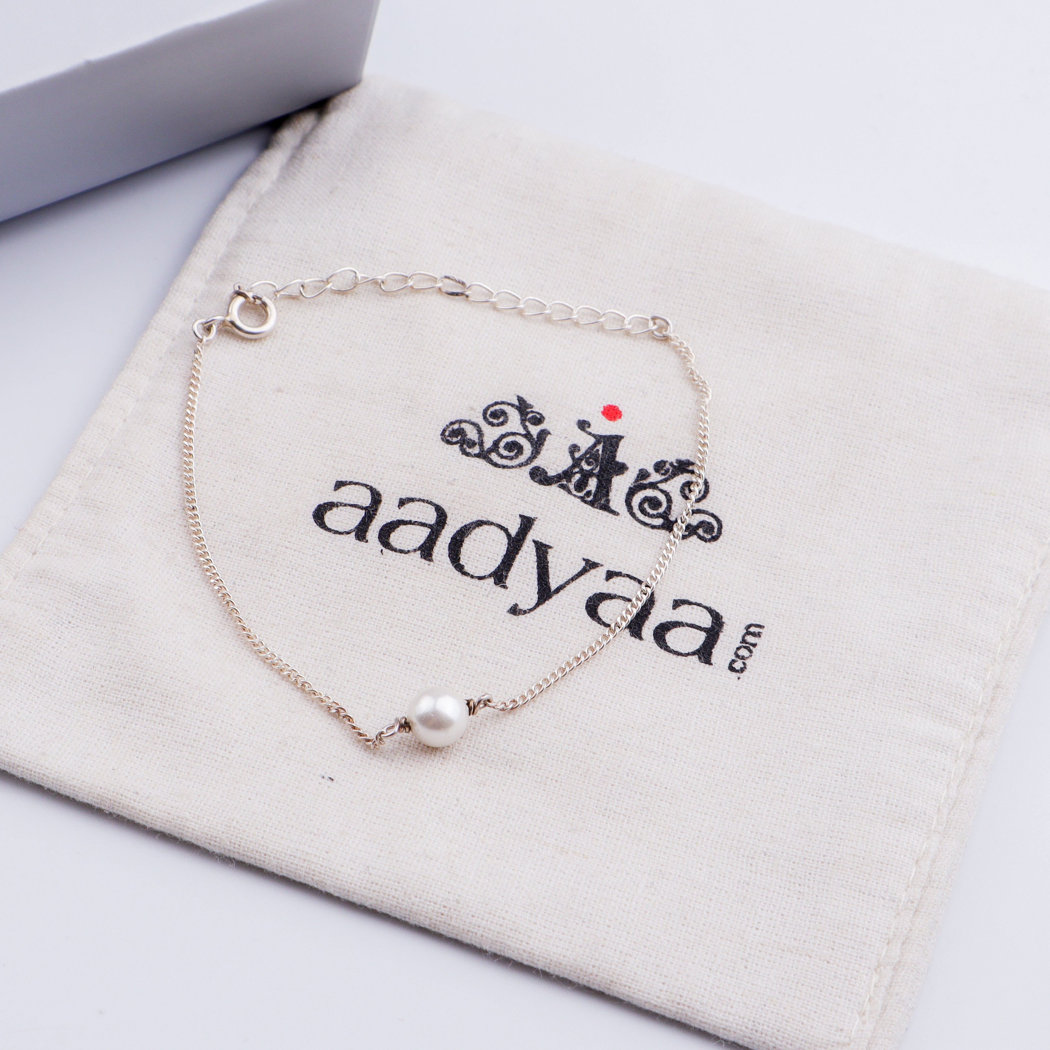 Silver Chain Single Pearl Bracelet