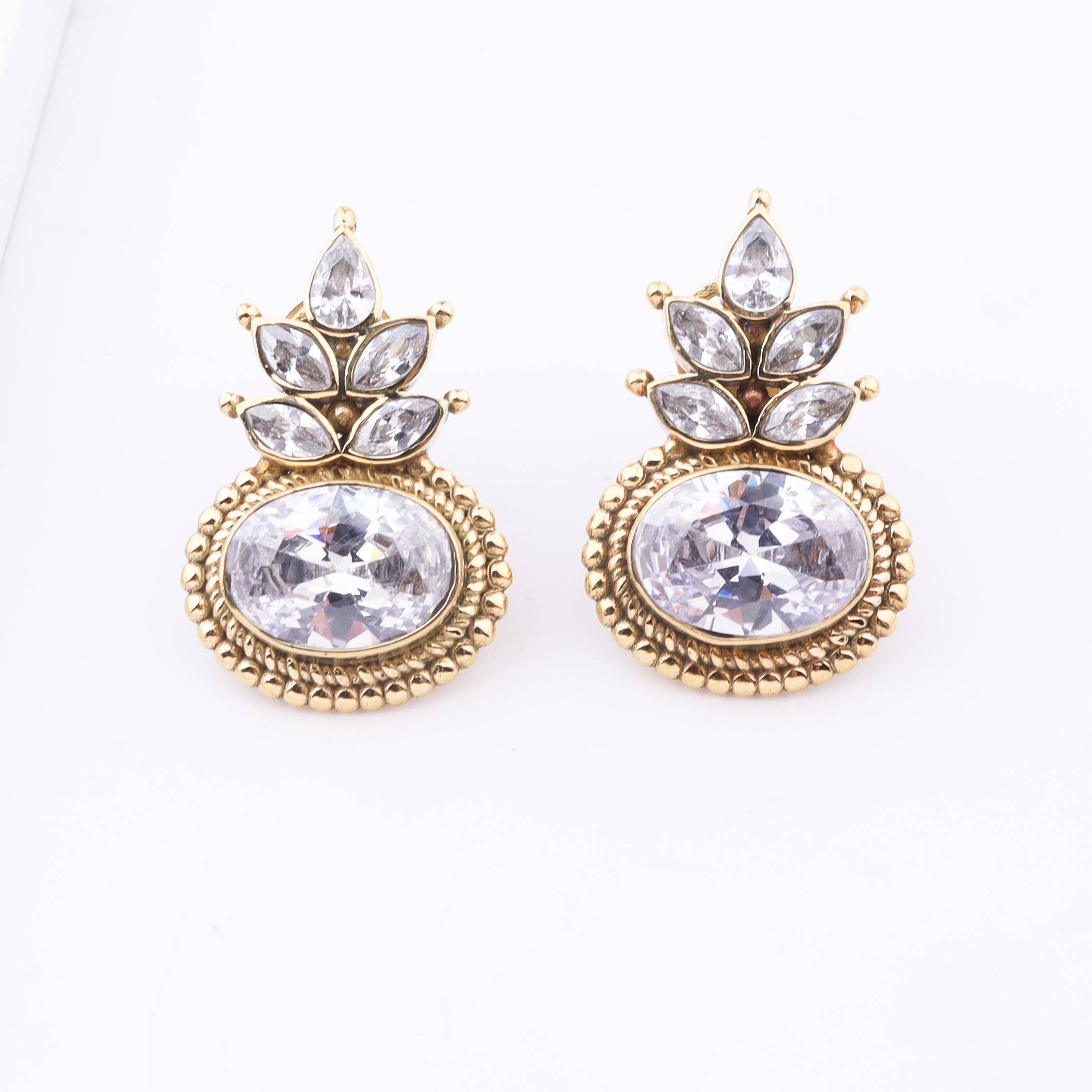 Close-up of Brass Fashion Earrings showcasing intricate detailing, textured elements, and fine craftsmanship