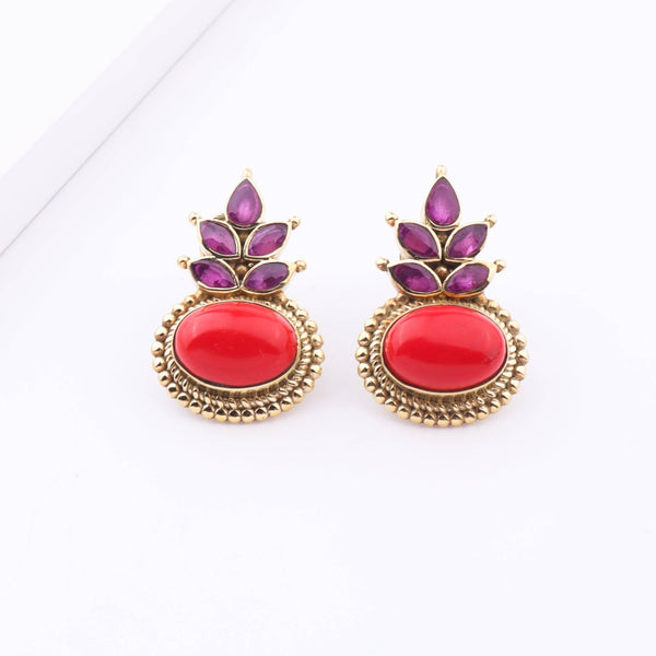 Detailed view of Brass Fashion Earrings highlighting intricate motifs, textured surface, and refined brass finish