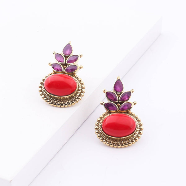 Close-up of Brass Fashion Earrings showcasing intricate detailing, textured elements, and fine craftsmanship