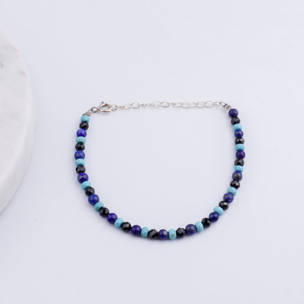 Semi Precious Stones Beaded Evil Eye Bracelet