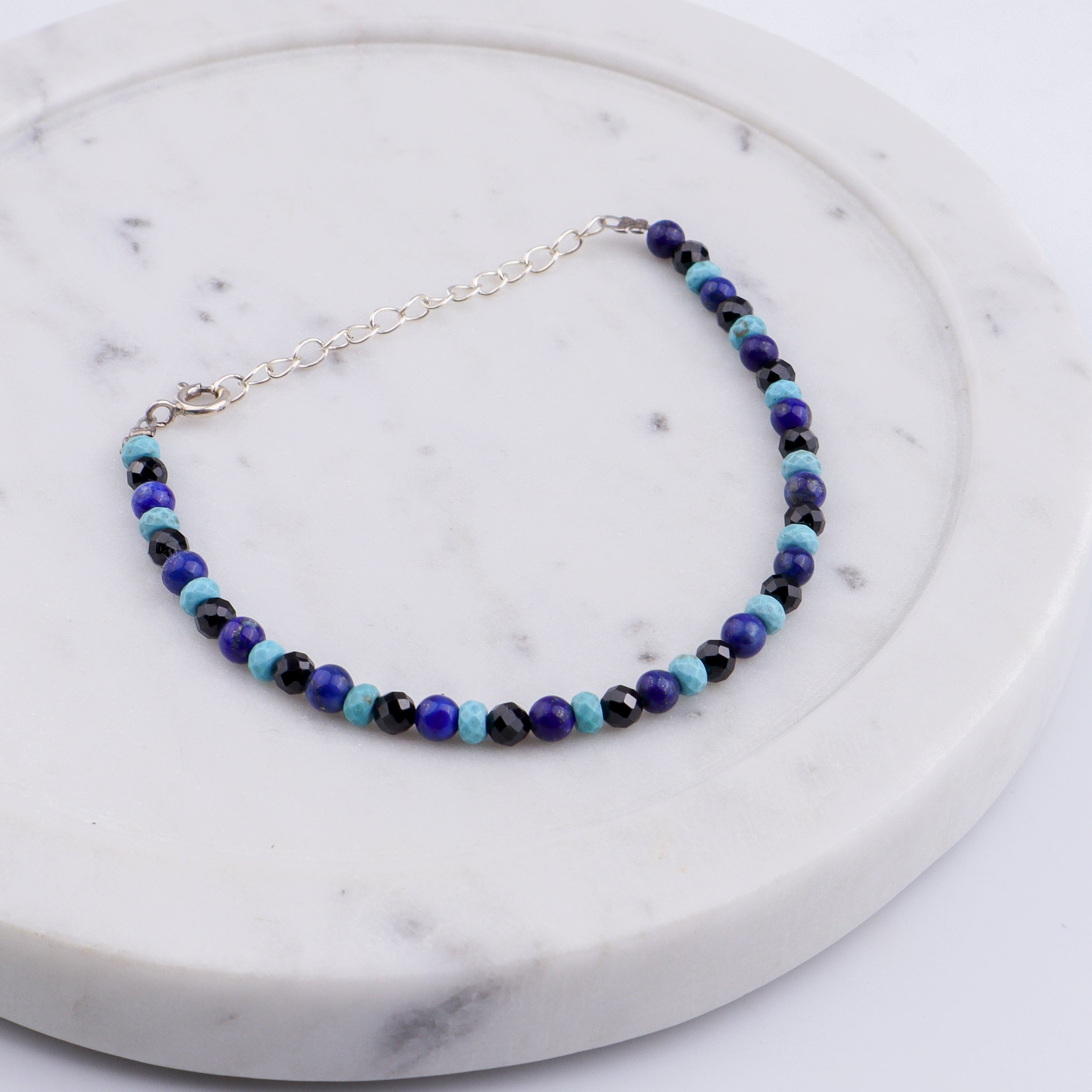 Semi Precious Stones Beaded Evil Eye Bracelet