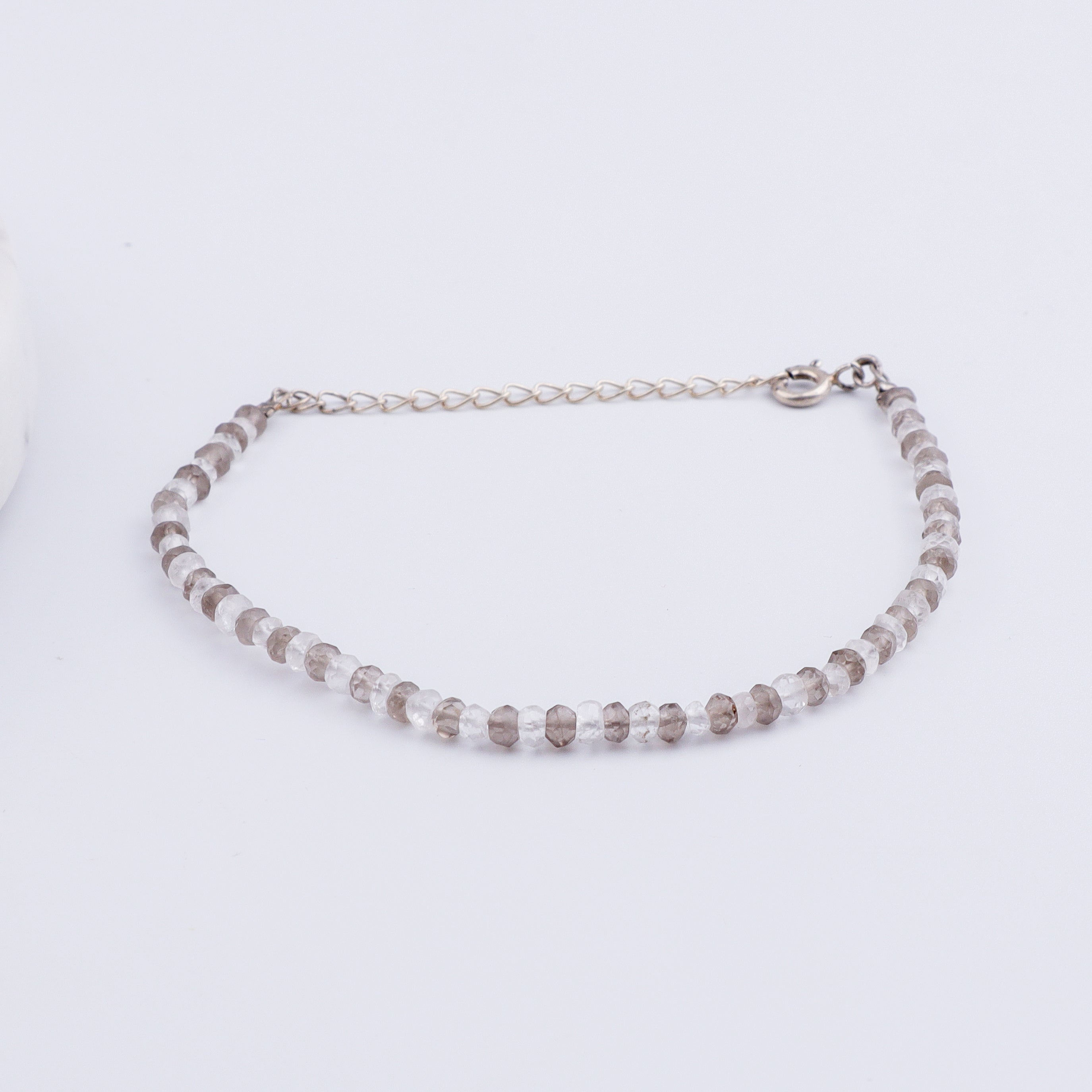 Smokey Quartz and Crystals Silver Bracelet