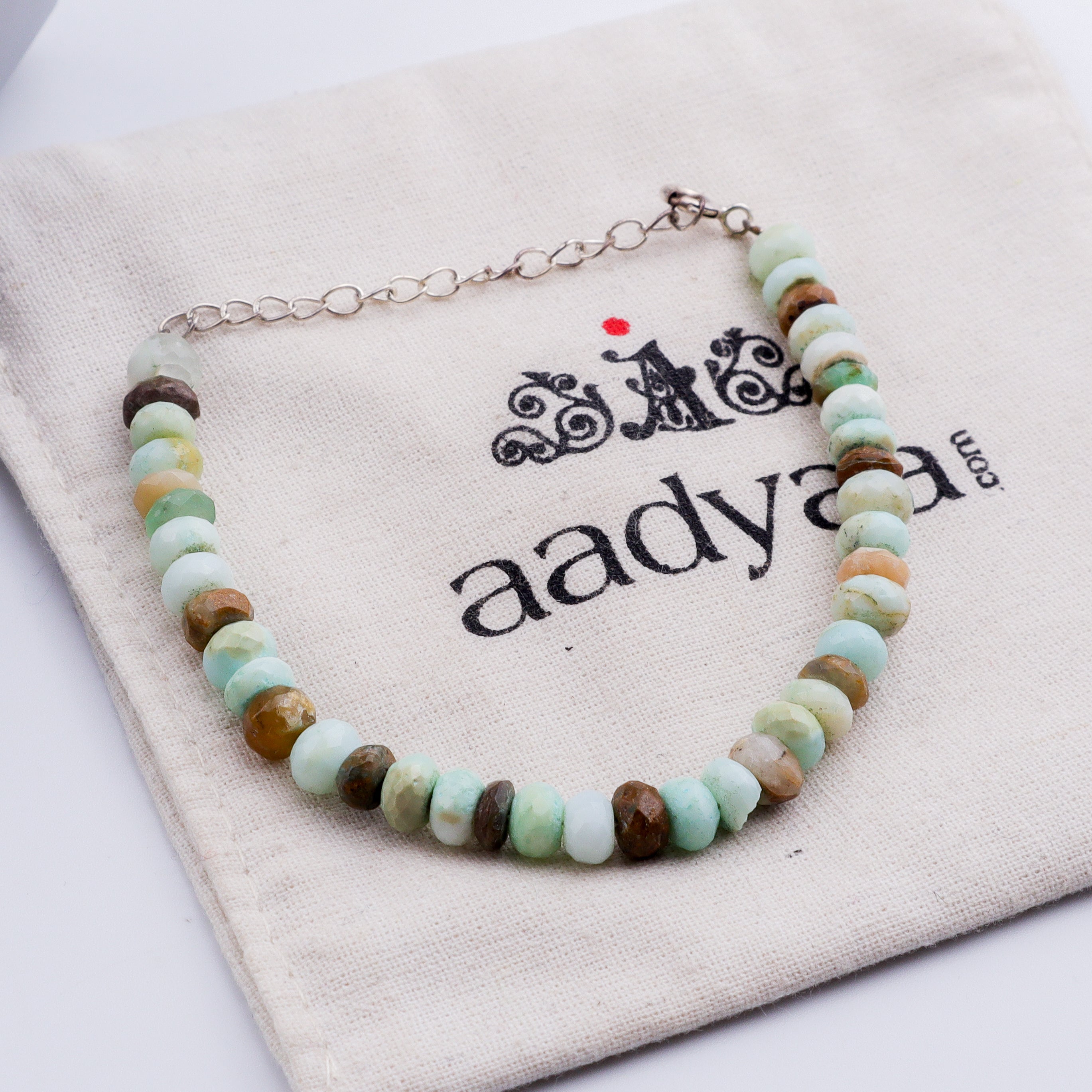 Blue Opal Stone Silver Bracelet