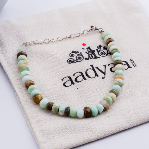 Blue Opal Stone Silver Bracelet