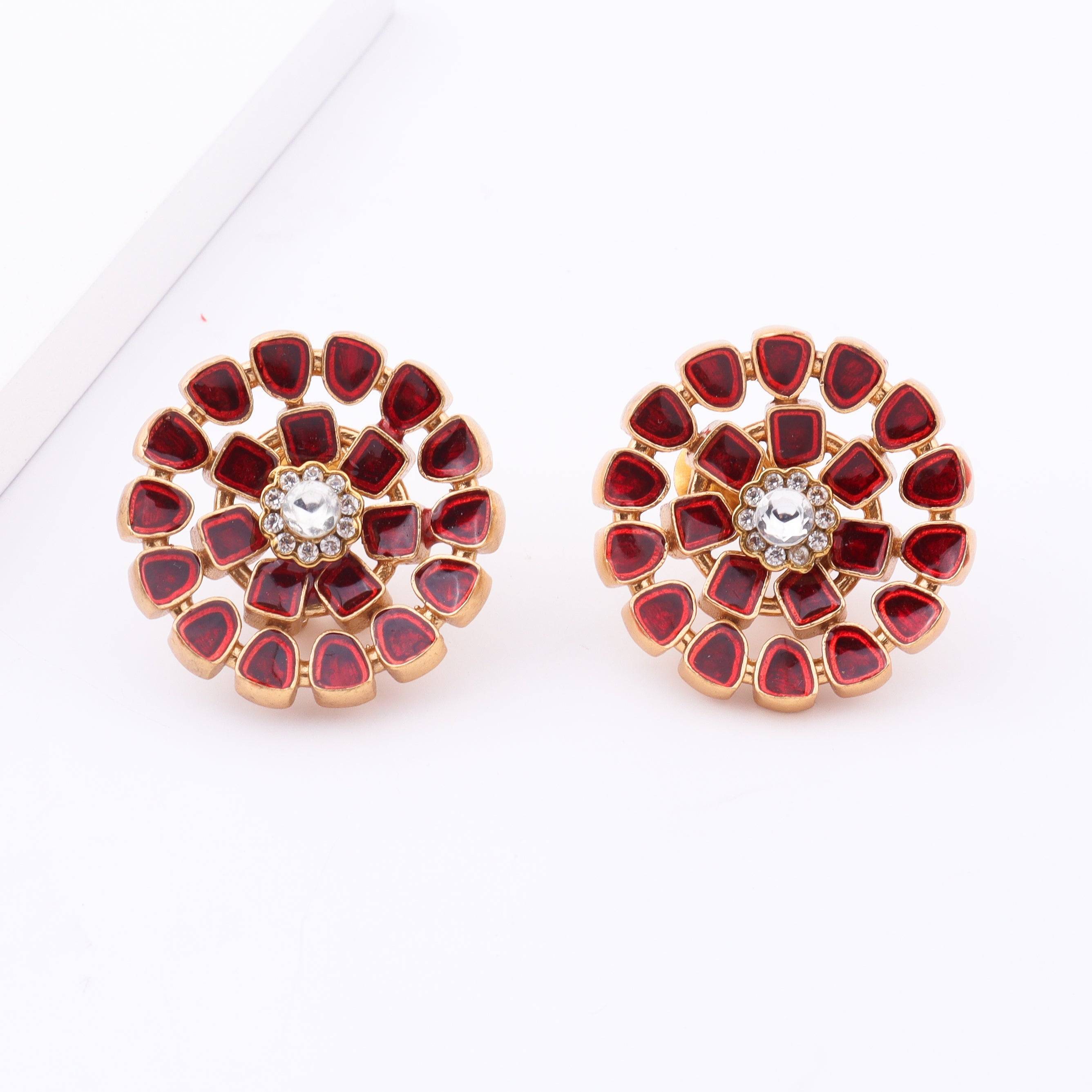 Close-up of Brass Fashion Earrings showcasing intricate detailing, textured elements, and fine craftsmanship