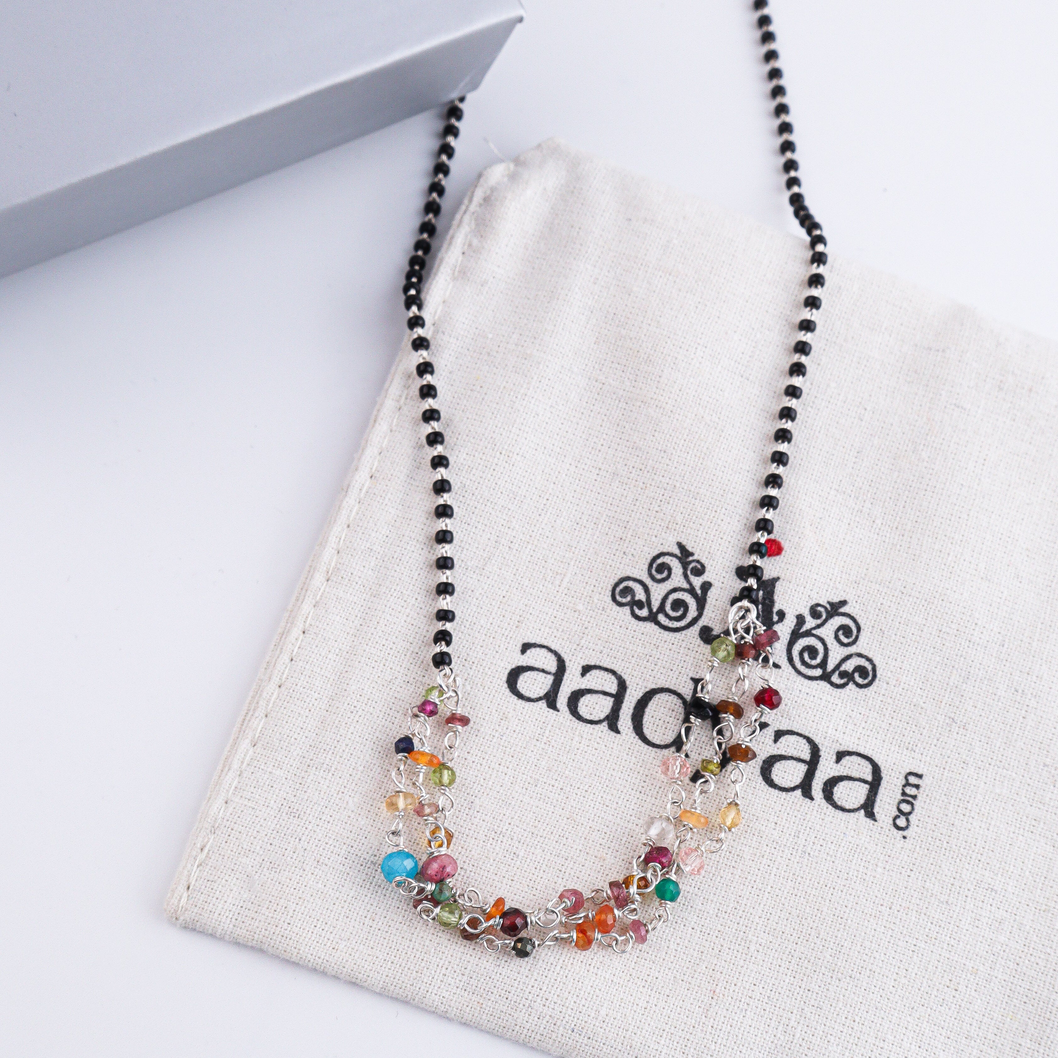 Multicolor Ganthan Silver Mangalsutra (Project Handmade)