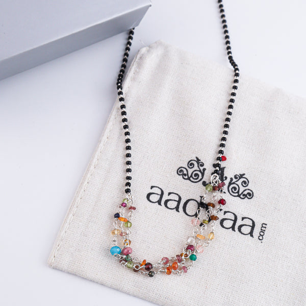 Multicolor Ganthan Silver Mangalsutra (Project Handmade)