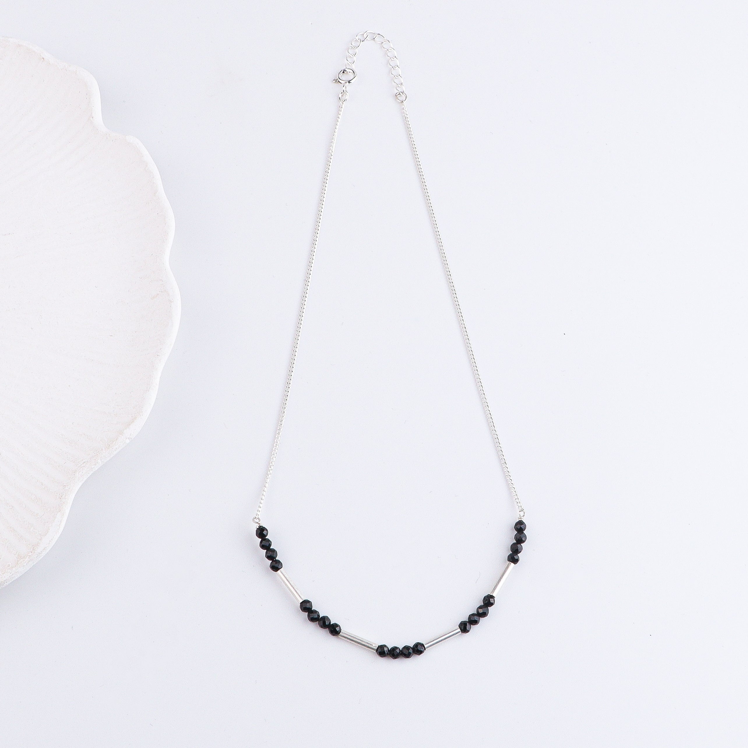 Black Spinel & Pipe Silver Chain Mangalsutra (Project Handmade)