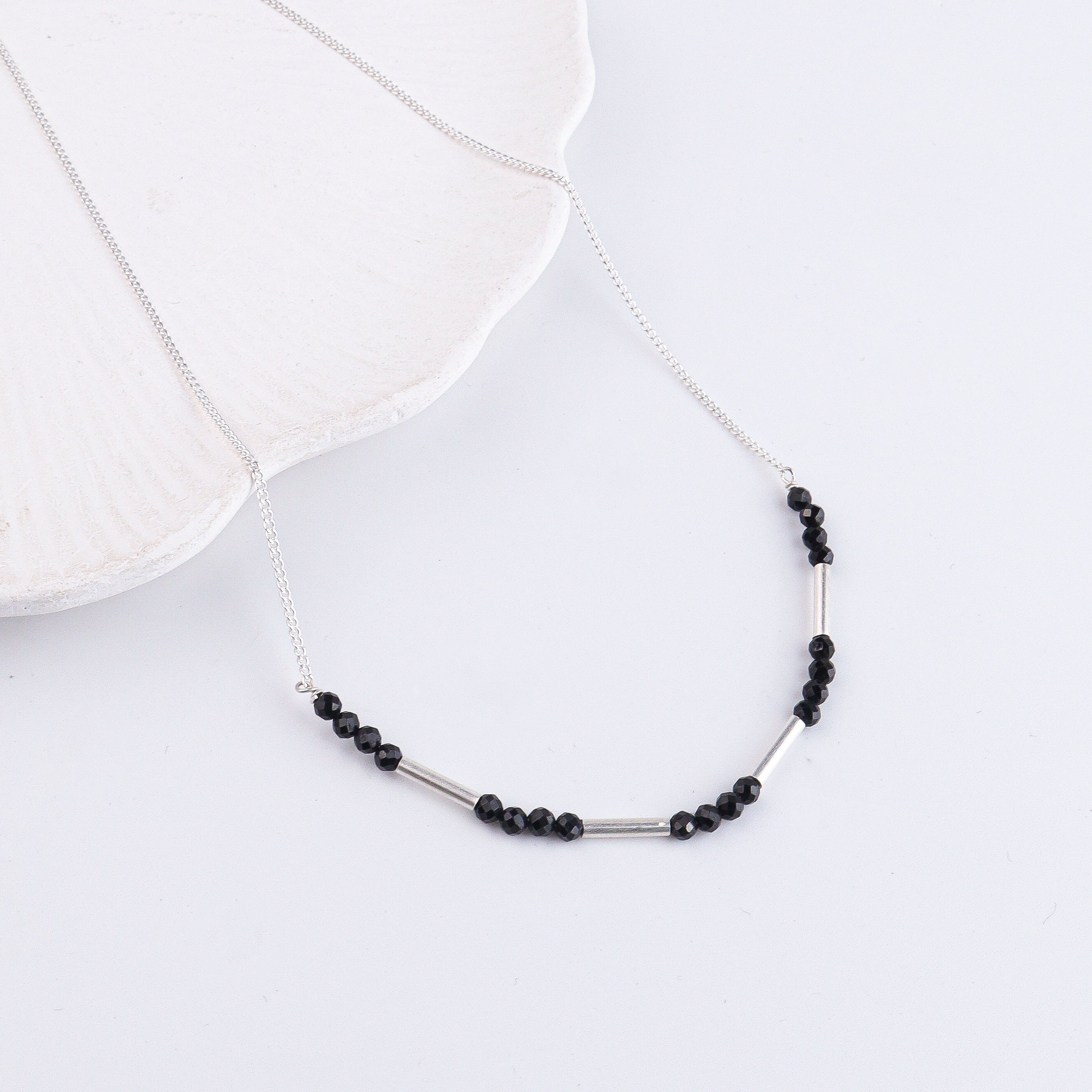 Black Spinel & Pipe Silver Chain Mangalsutra (Project Handmade)