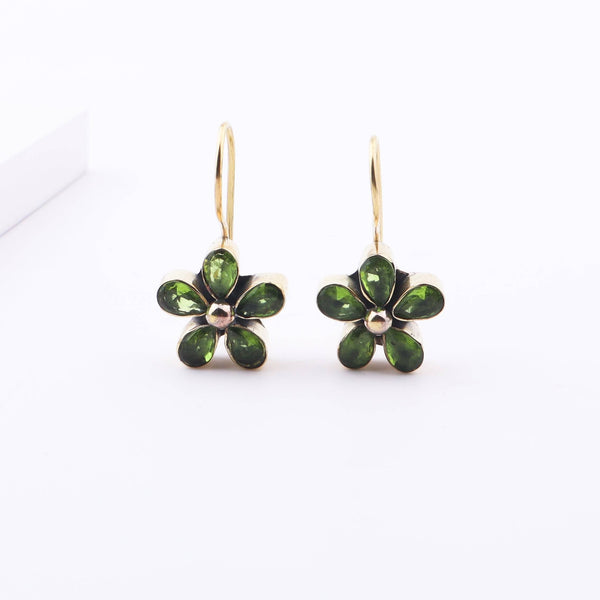 Detailed view of Brass Fashion Earrings highlighting intricate motifs, textured surface, and refined brass finish