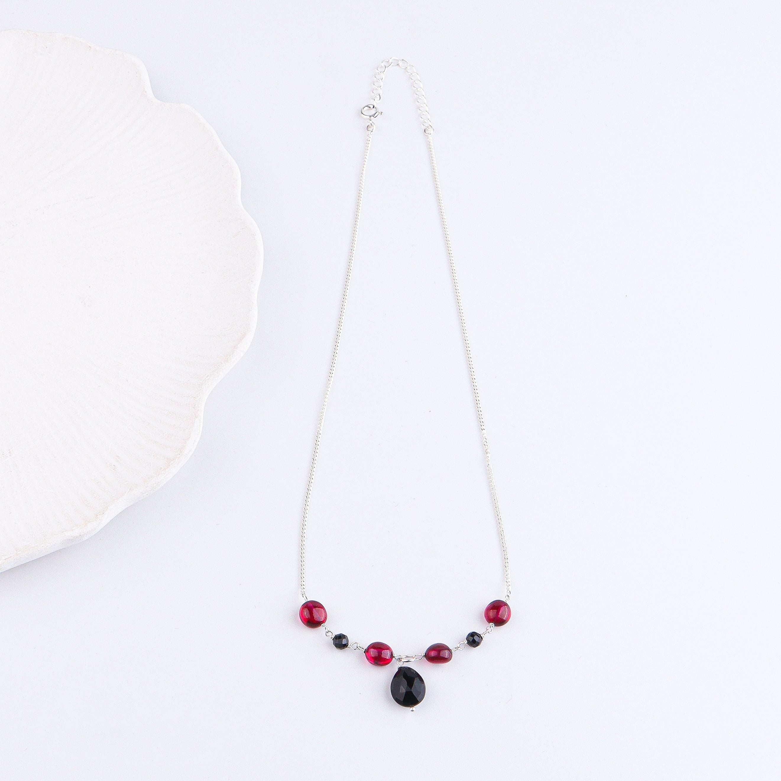 Rubies & Black Spinel Silver Chain Mangalsutra (Project Handmade)