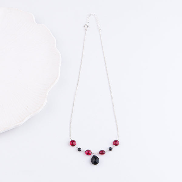 Rubies & Black Spinel Silver Chain Mangalsutra (Project Handmade)