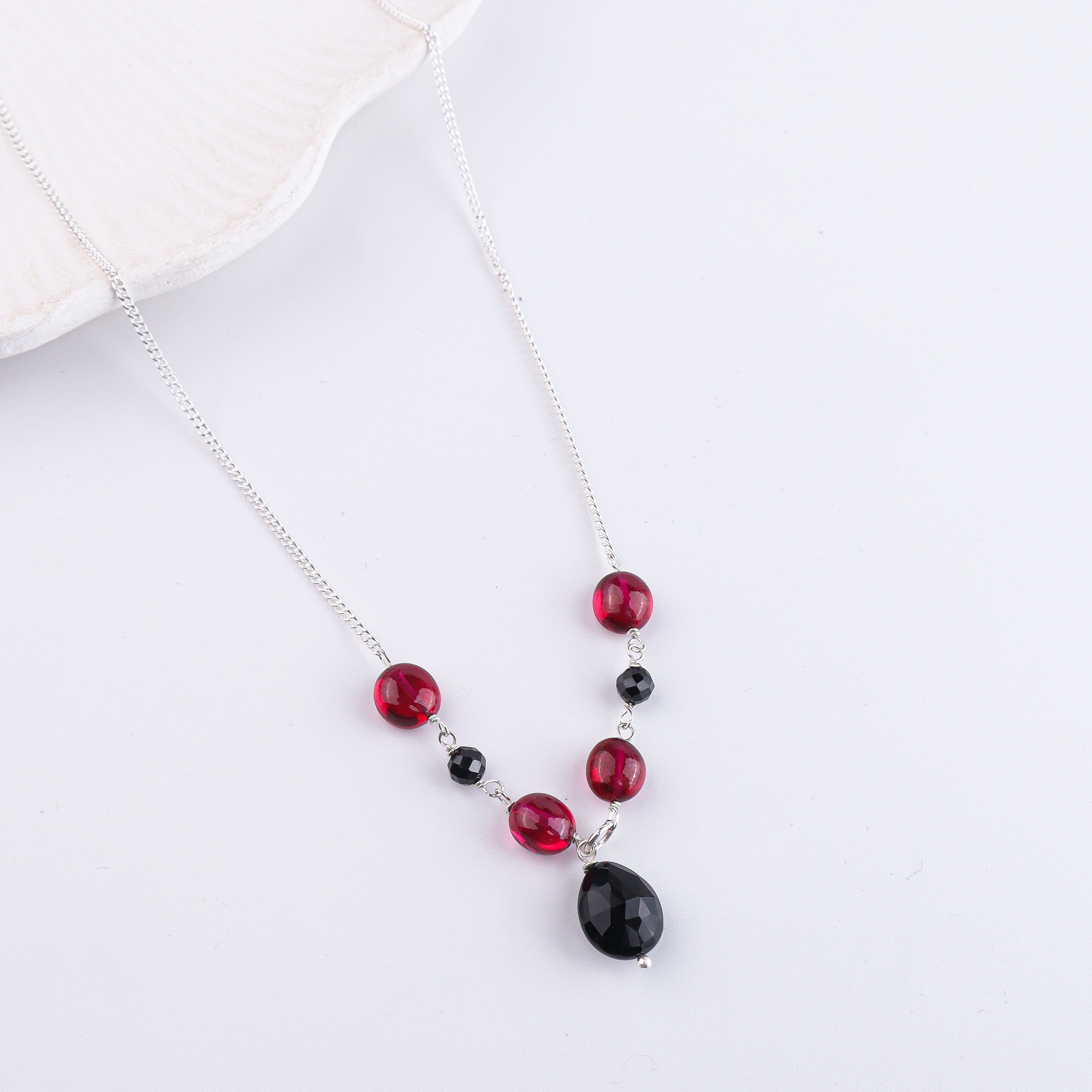 Rubies & Black Spinel Silver Chain Mangalsutra (Project Handmade)
