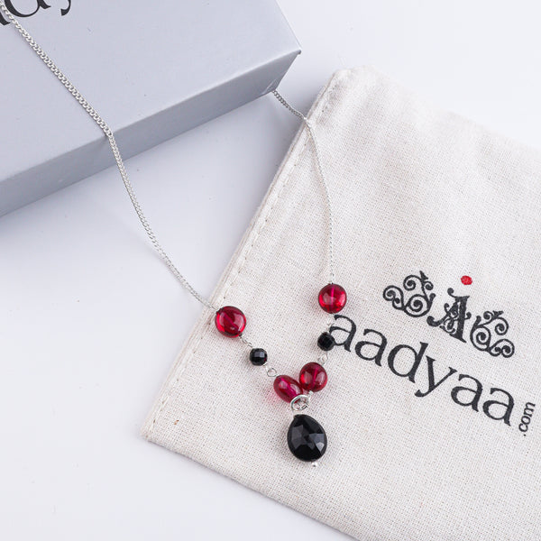 Rubies & Black Spinel Silver Chain Mangalsutra (Project Handmade)
