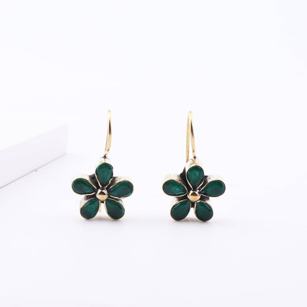 Close-up of Brass Fashion Earrings showcasing intricate detailing, textured elements, and fine craftsmanship