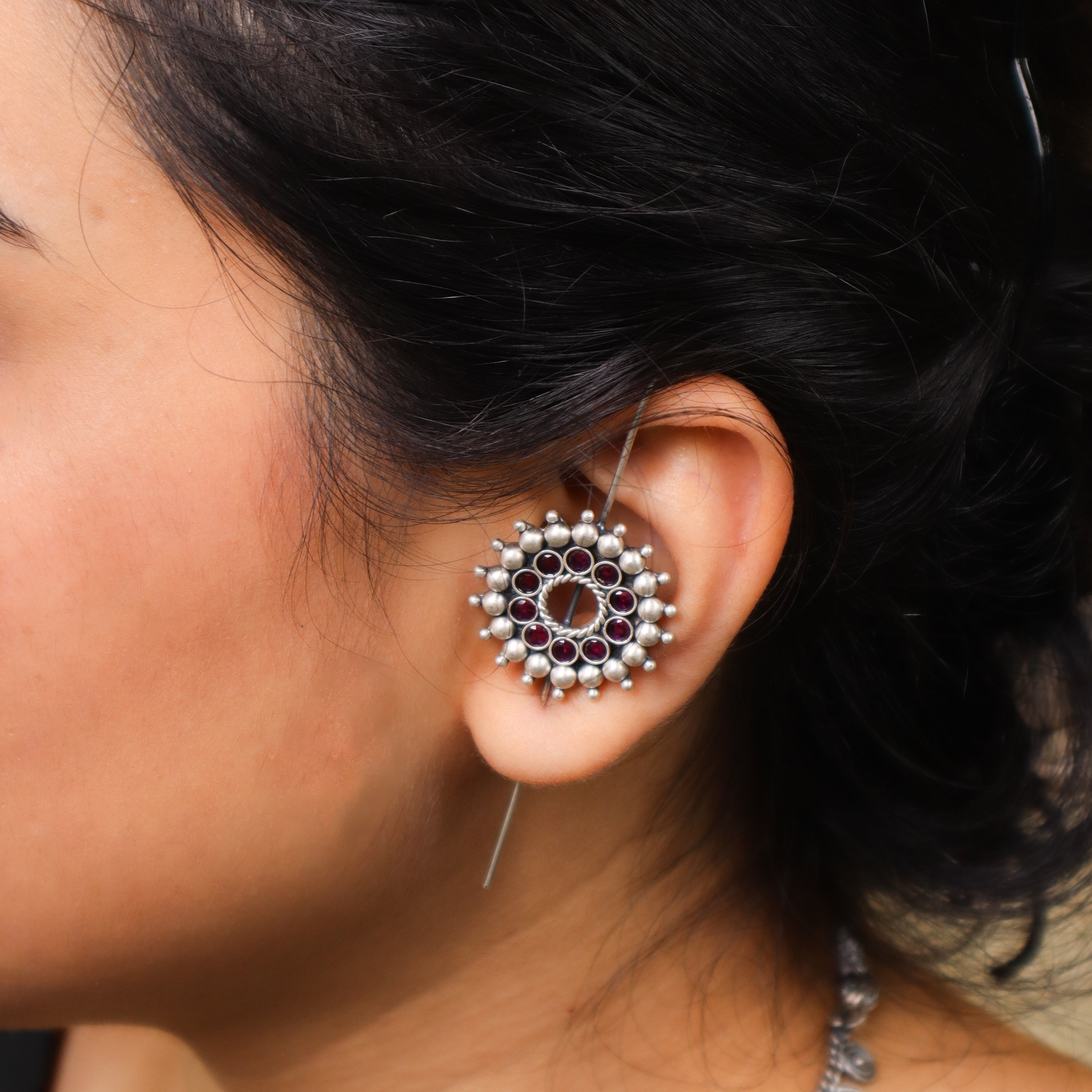 Pink Karwar Motif Single Earrcuff
