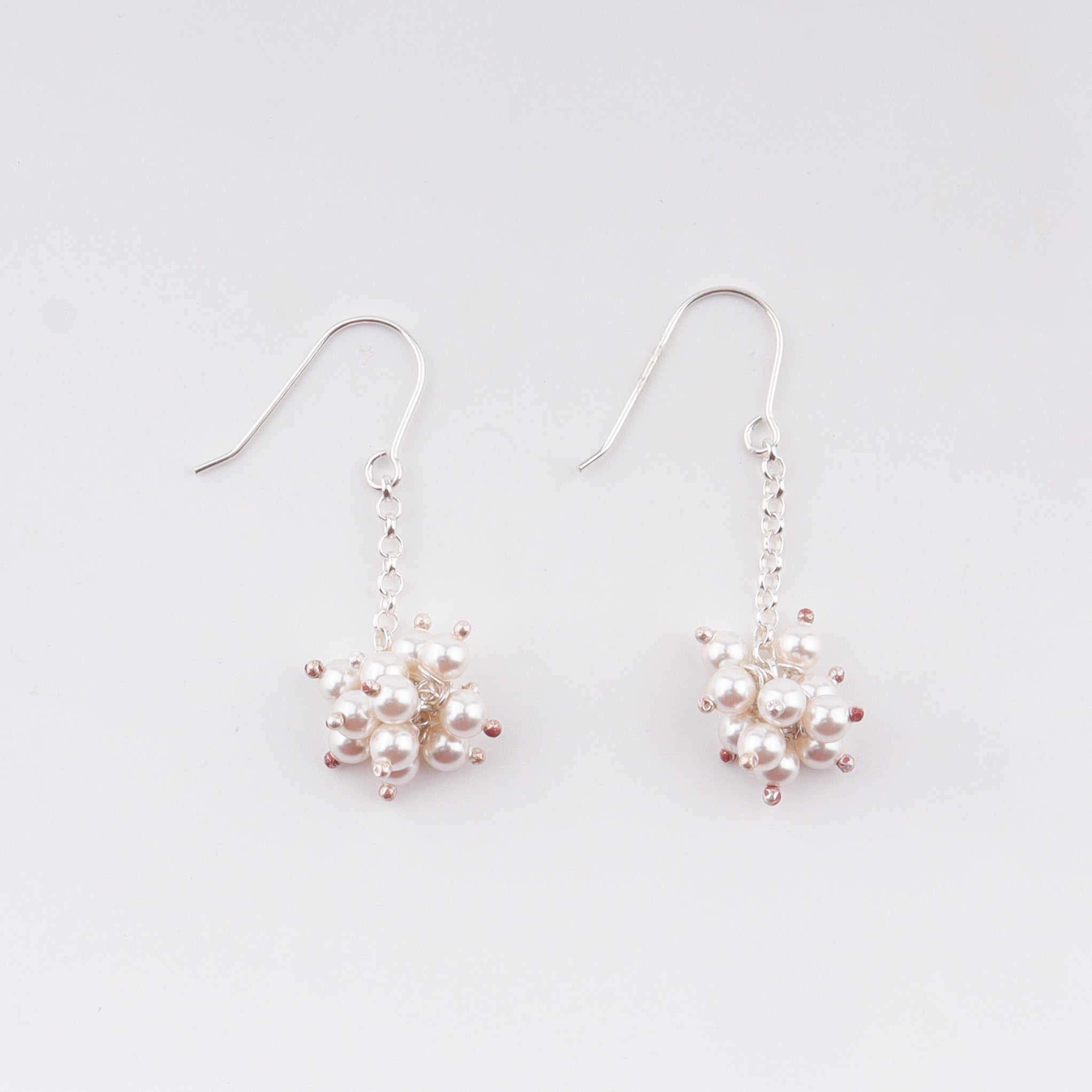 Silver Pearl Bunch Earrings