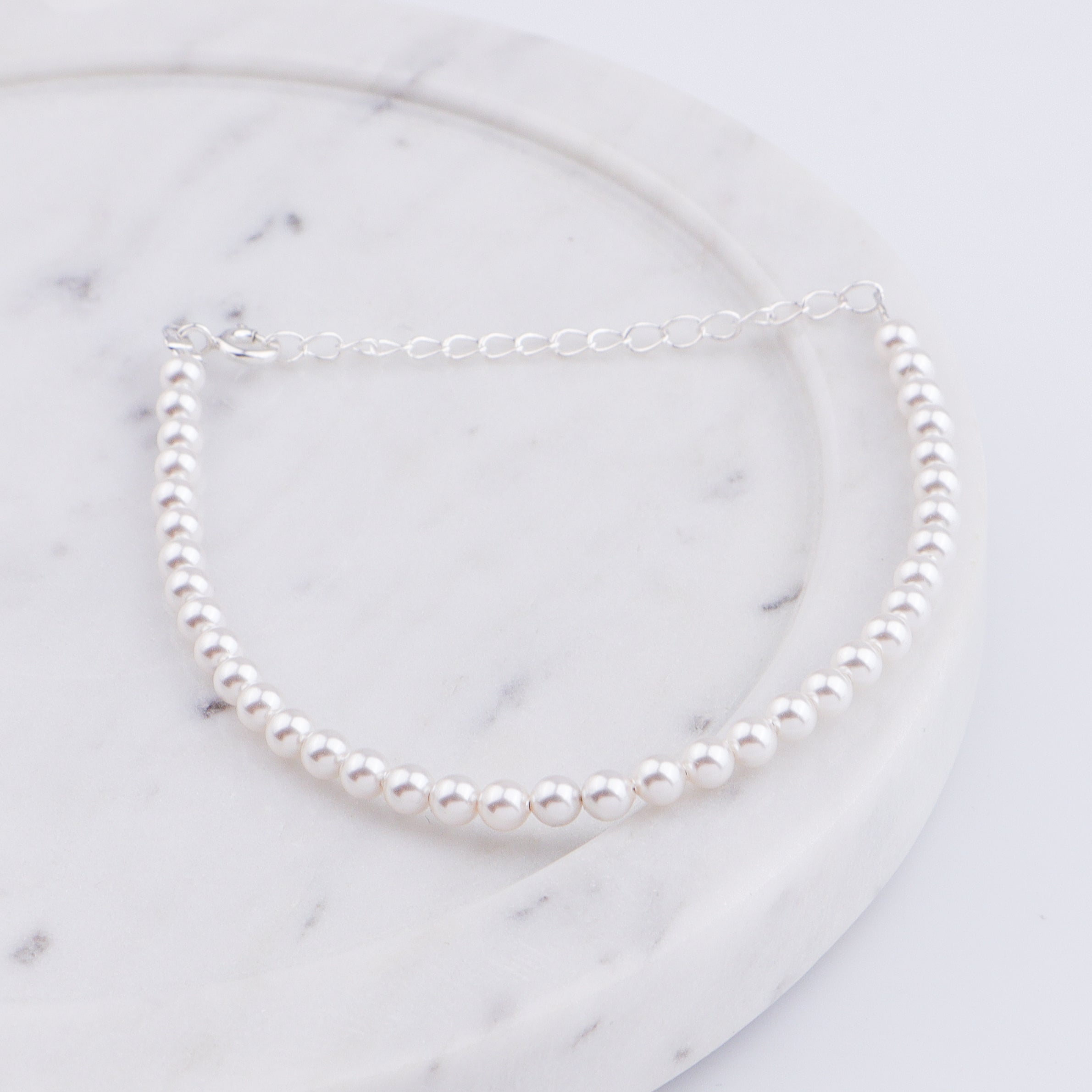 Pearls Beaded Silver Bracelet