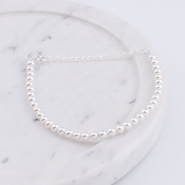 Pearls Beaded Silver Bracelet