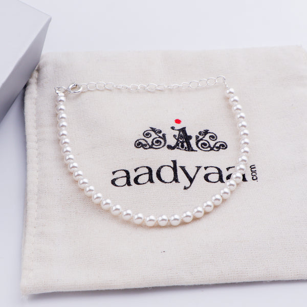 Pearls Beaded Silver Bracelet