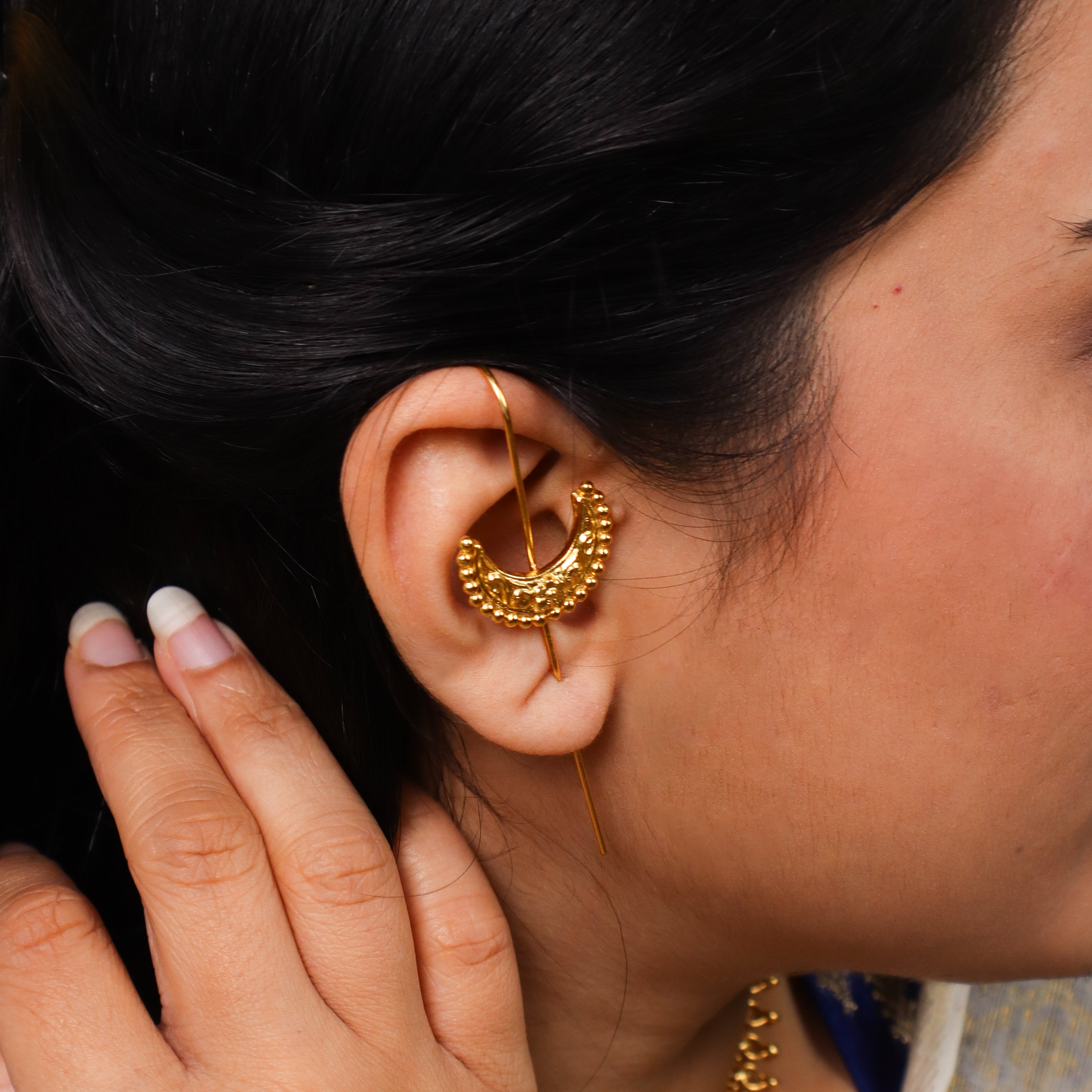 Silver Chandrakor Single Earcuff | 92.5 Silver | 22K Gold Plated