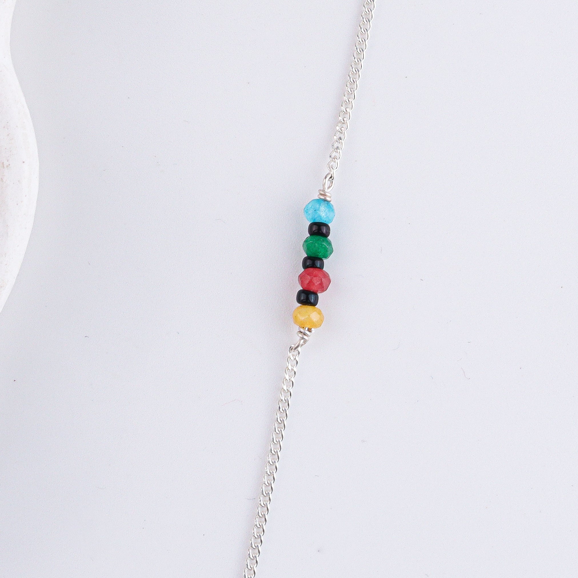 Multicolor Jade Silver Chain Mangalsutra (Project Handmade)