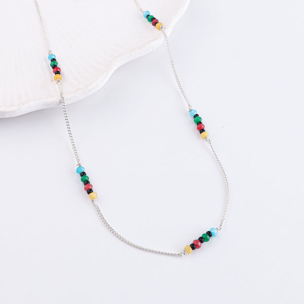 Multicolor Jade Silver Chain Mangalsutra (Project Handmade)
