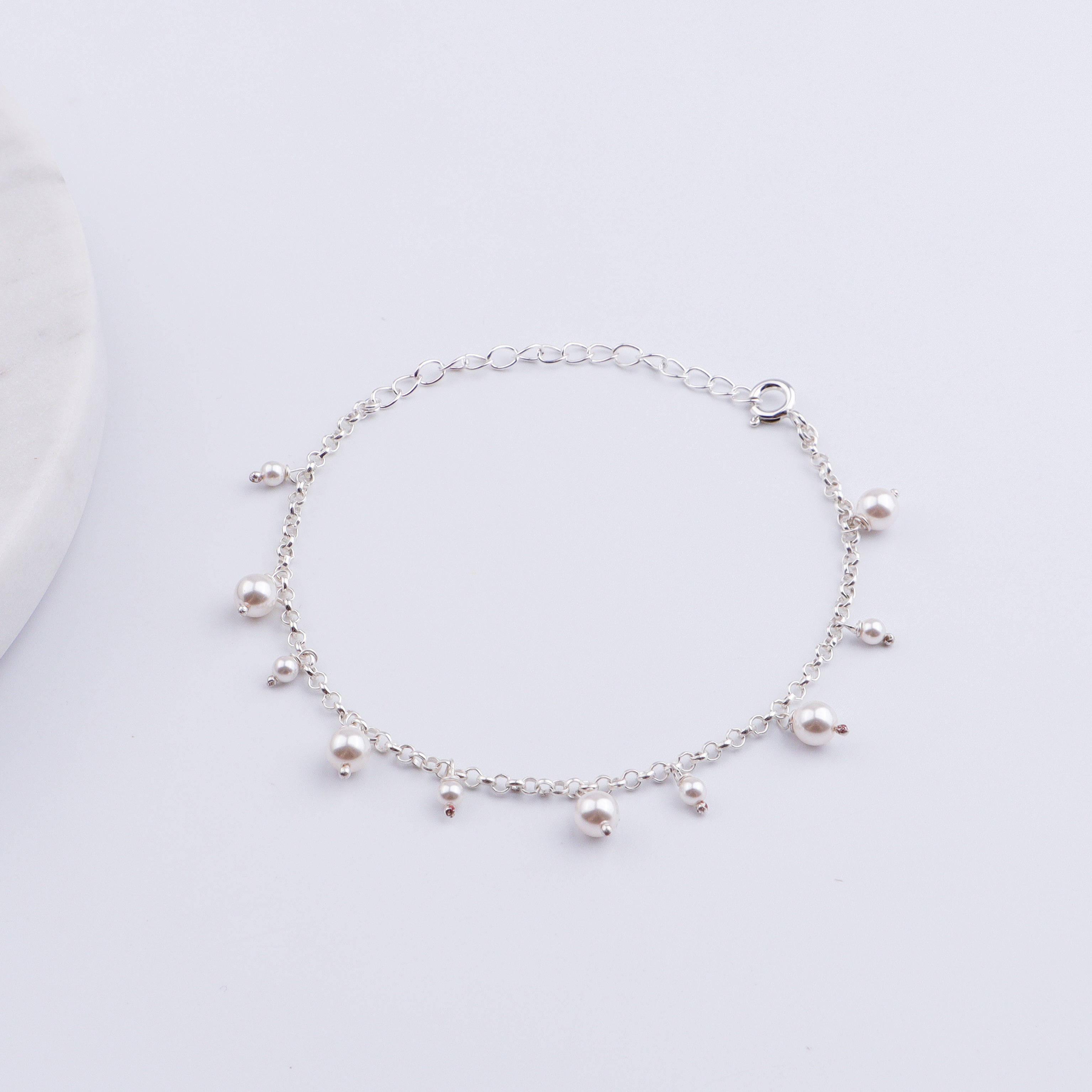 Silver Chain with Pearls Bracelet