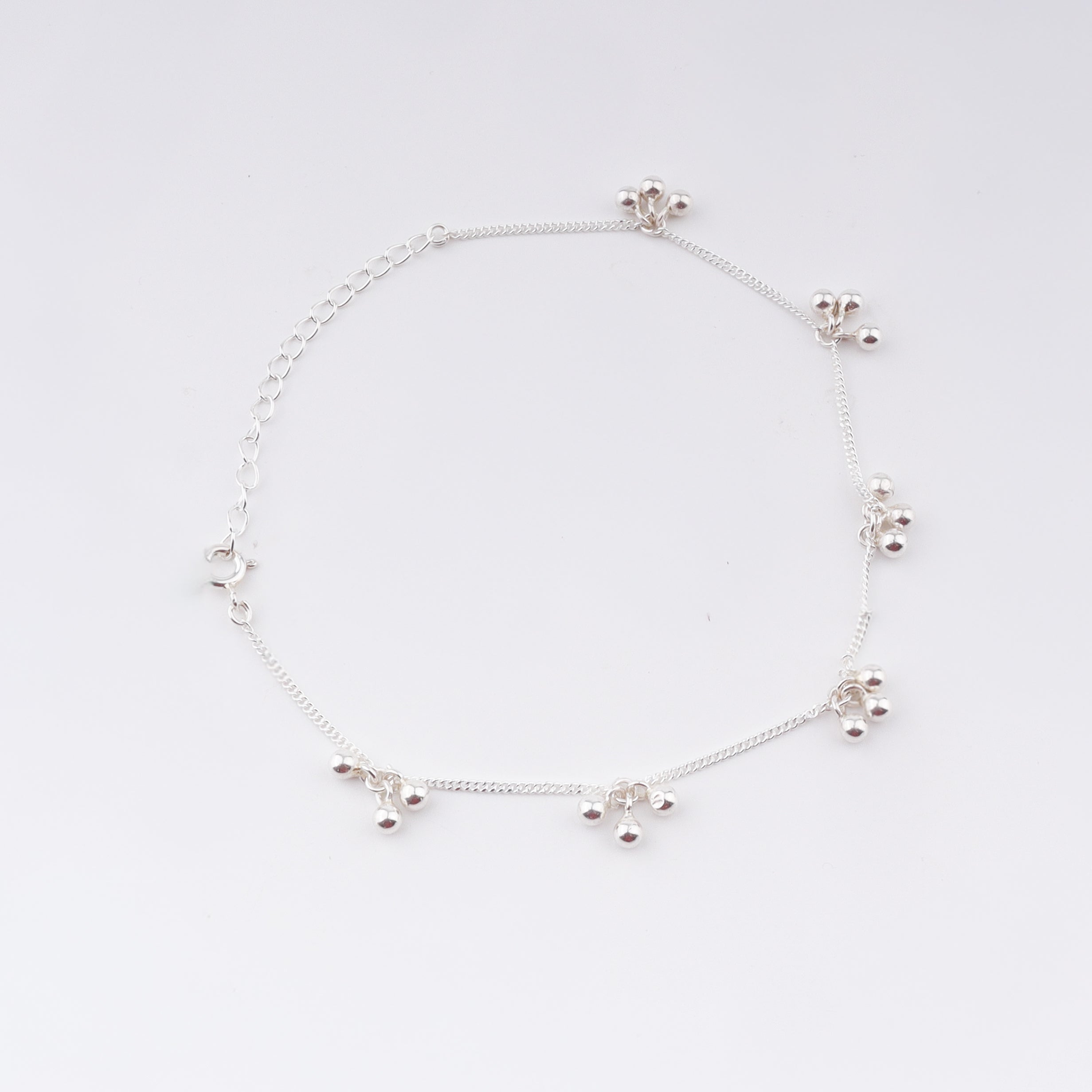 Handcrafted silver ghungroo anklet polished finish