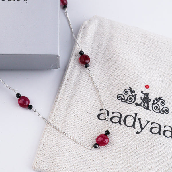 Rubies & Black Spinel Silver Chain Mangalsutra (Project Handmade)