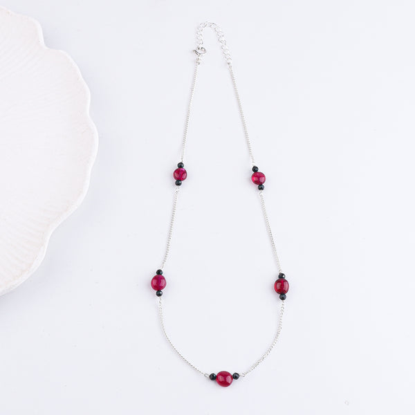 Rubies & Black Spinel Silver Chain Mangalsutra (Project Handmade)