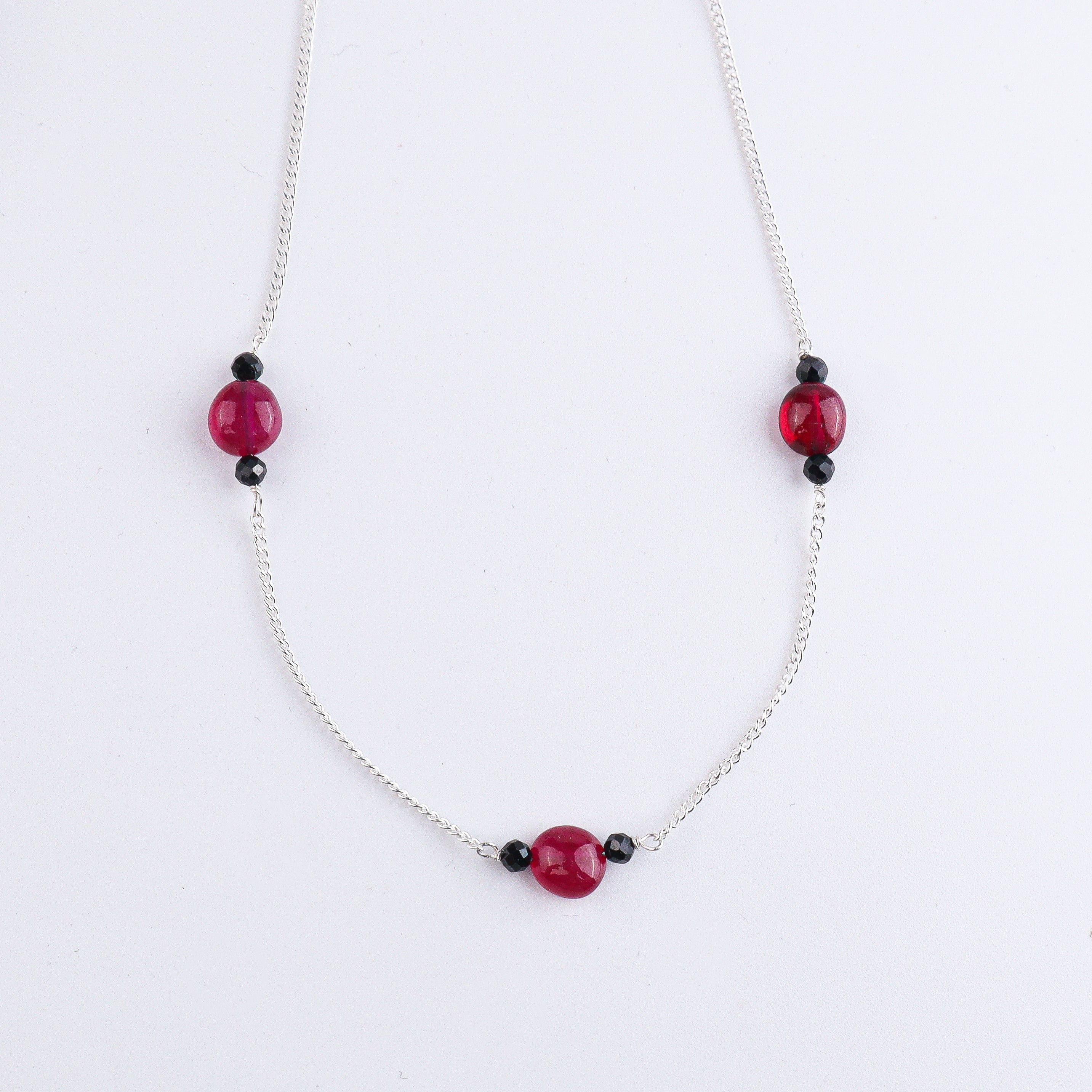 Rubies & Black Spinel Silver Chain Mangalsutra (Project Handmade)