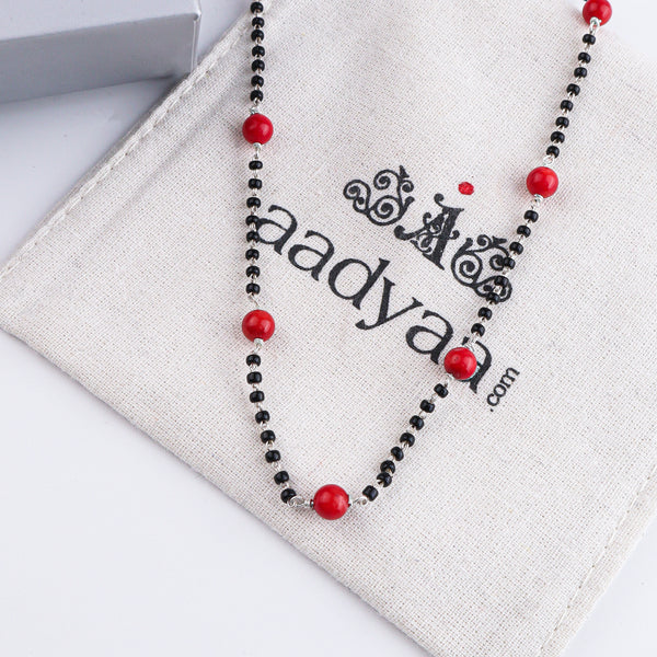Round Coral Silver Mangalsutra (Project Handmade)
